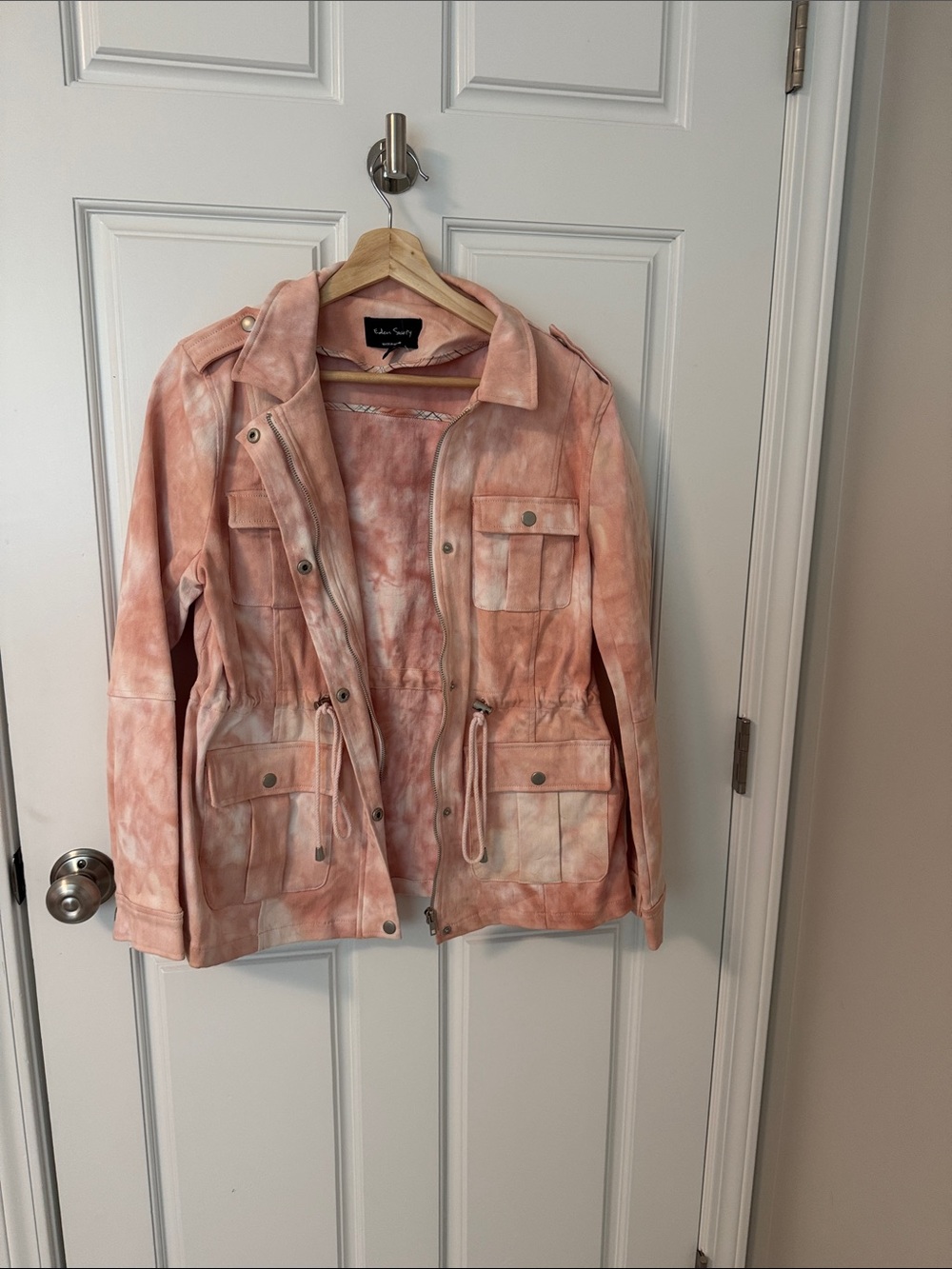 Eden Society NWOT Pink Tie-Dye Utility Jacket with Drawstring Waist